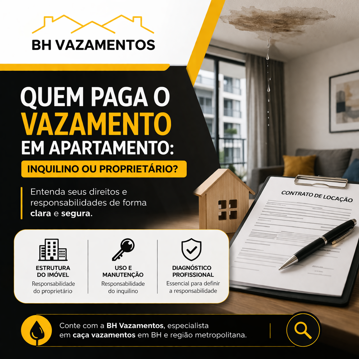 Quem paga o vazamento em apartamento: inquilino ou proprietário? Entenda seus direitos e responsabilidades