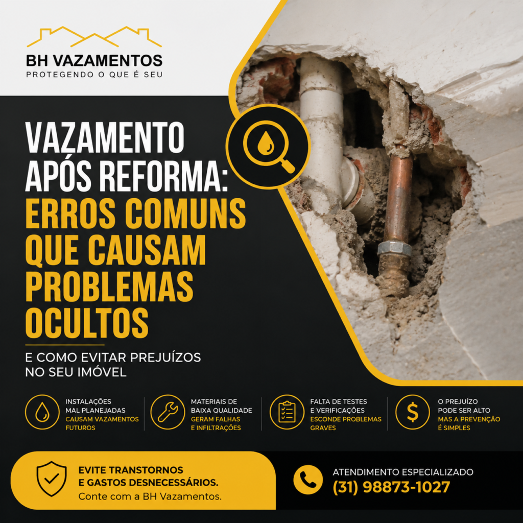 Vazamento após reforma Erros comuns que causam problemas ocultos e como evitar prejuízos no imóvel